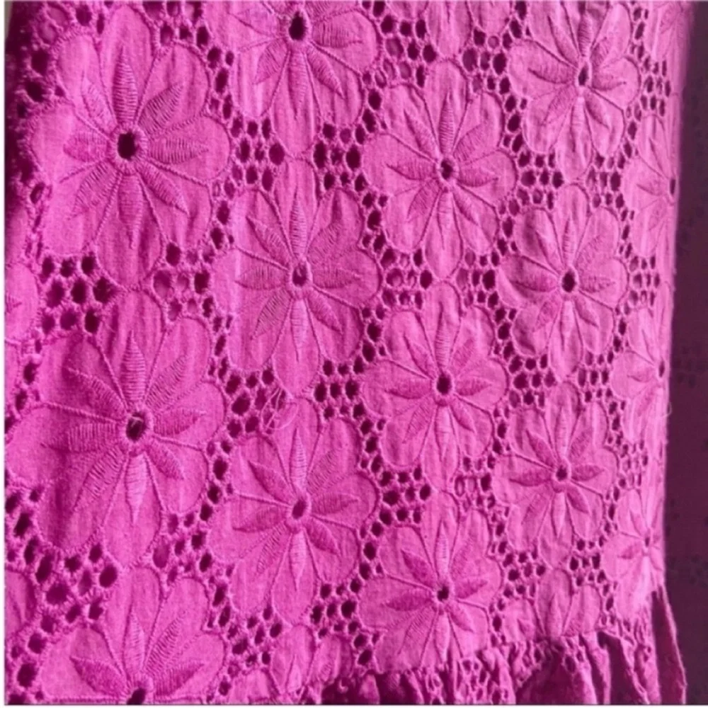 Lulu's Biscay magenta ruffled eyelet lace dress - Picture 3 of 9